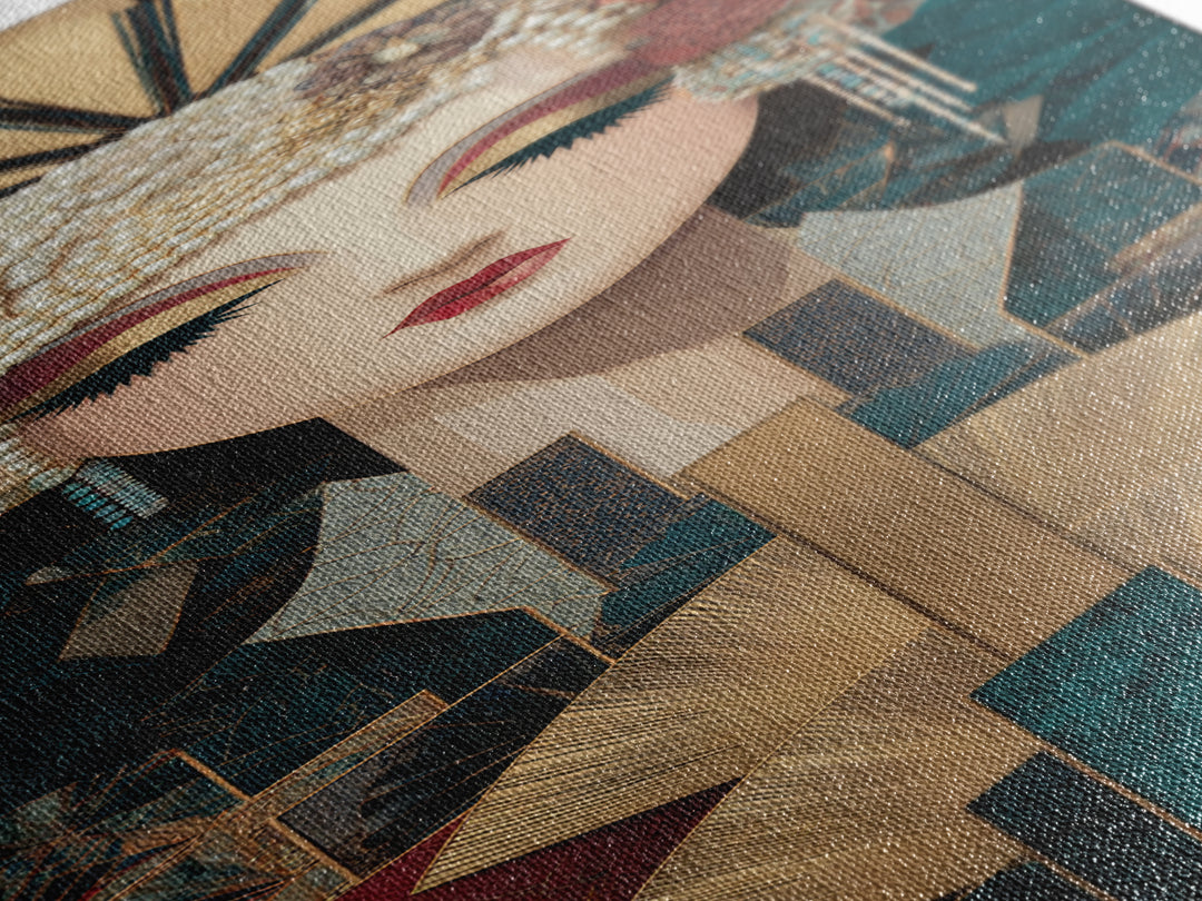 Flapper Portrait with Pearl Strands and Dramatic Canvas Print, Art Deco Art, Fine Art Print, Living Room Decor, Glamour, ADA-1x3-74