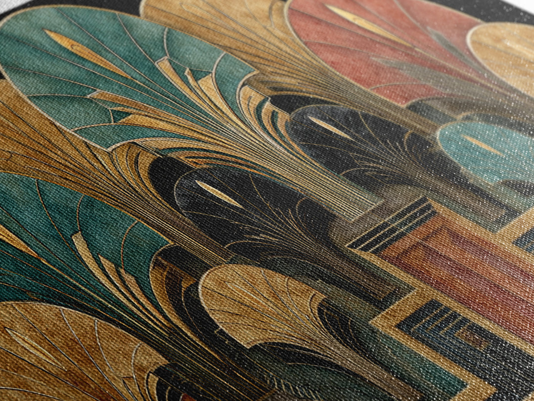 Golden Palm Fronds Arranged Canvas Print, Art Deco Art, Decor, Living Room Decor, Fine Art, Glamour, Apartment Decor, ADA-2x1-52