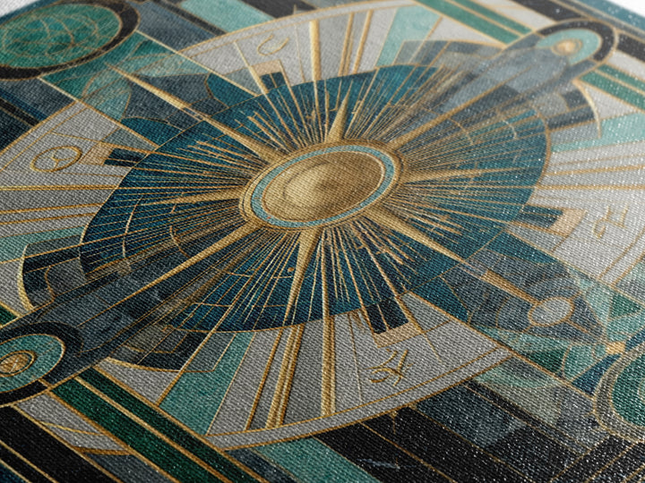 Deco Zodiac Wheel Framed Canvas Print, Art Deco Art, Art Deco, Living Room Decor, Abstract Art, Glamour, Art Deco Wallpaper, ADA-2x3-53