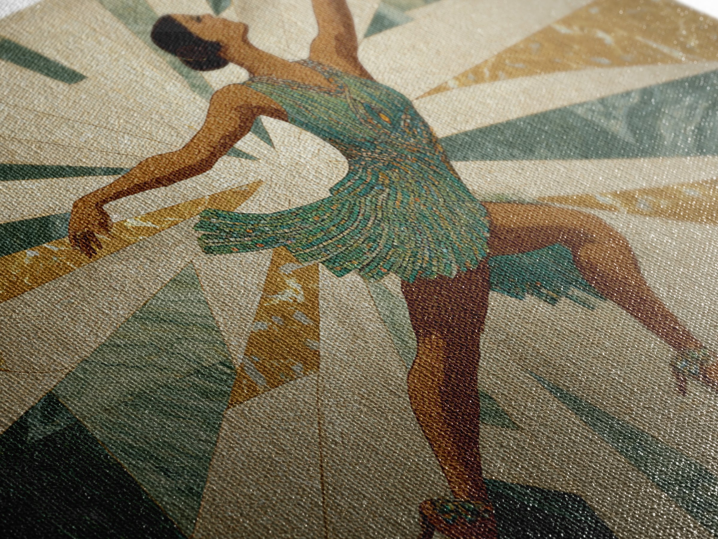 Deco Dancer in Beaded Dress and Angular Canvas Print, Art Deco Art, Modern Decor, Living Room Decor, Fine Art, Glamour, ADA-3x2-11