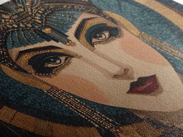 Flapper Portrait with Pearl Strands and Dramatic Framed Canvas Print, Art Deco Art, Boho, Living Room Decor, Fine Art, Glamour, ADA-3x2-18