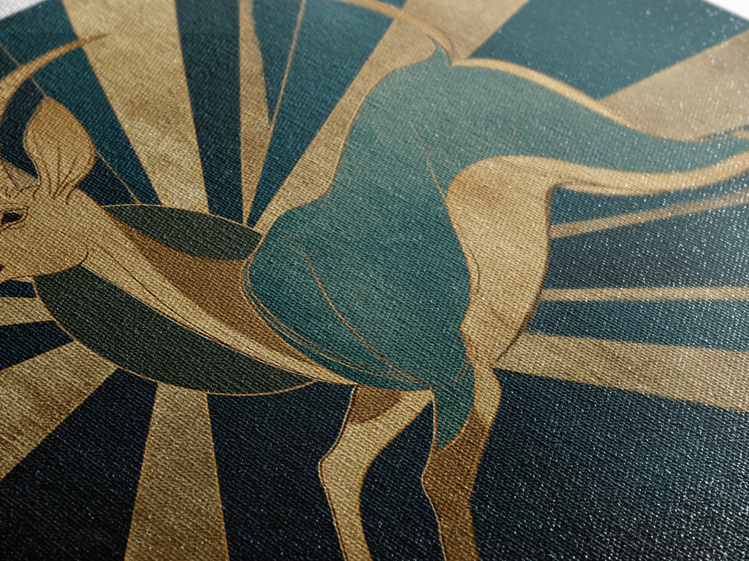 Stylized Gazelle Leaping Through Gold Rays Canvas Print, Art Deco Art, Downloadable Art, Living Room Decor, Glamour, Art Print, ADA-3x2-65