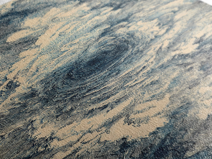 Blue Cream Swirling Ocean Vortex Abstract Wall Art, Minimalist Canvas Print, Modern Coastal Decor, Dreamy Large Art Gift
