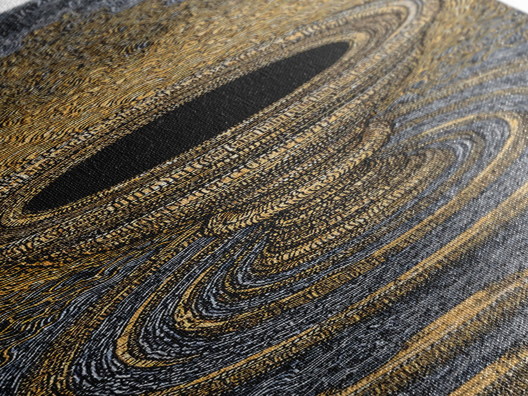 Golden Chalice Portal With Rippling Rings Canvas Print, Black And Gold Wall Art, Luxury Abstract Decor, Statement Art Gift