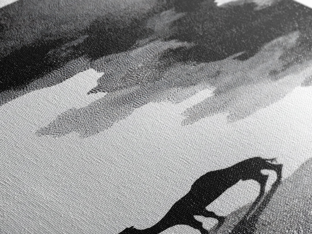 Black And White Desert Camels Under Sun Wall Art, African Landscape Canvas Print, Minimalist Safari Decor, Boho Travel Gift