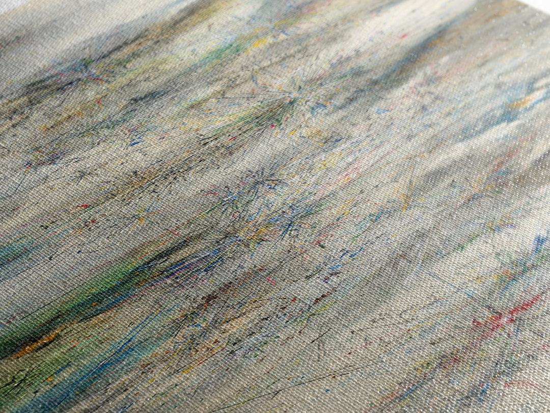 Misty Abstract Landscape With Fine Lines Framed Canvas Print, Contemporary Wall Art, Neutral Home Decor For Office And Living Room