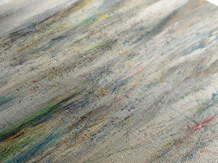 Misty Abstract Landscape With Fine Lines Framed Canvas Print, Contemporary Wall Art, Neutral Home Decor For Office And Living Room