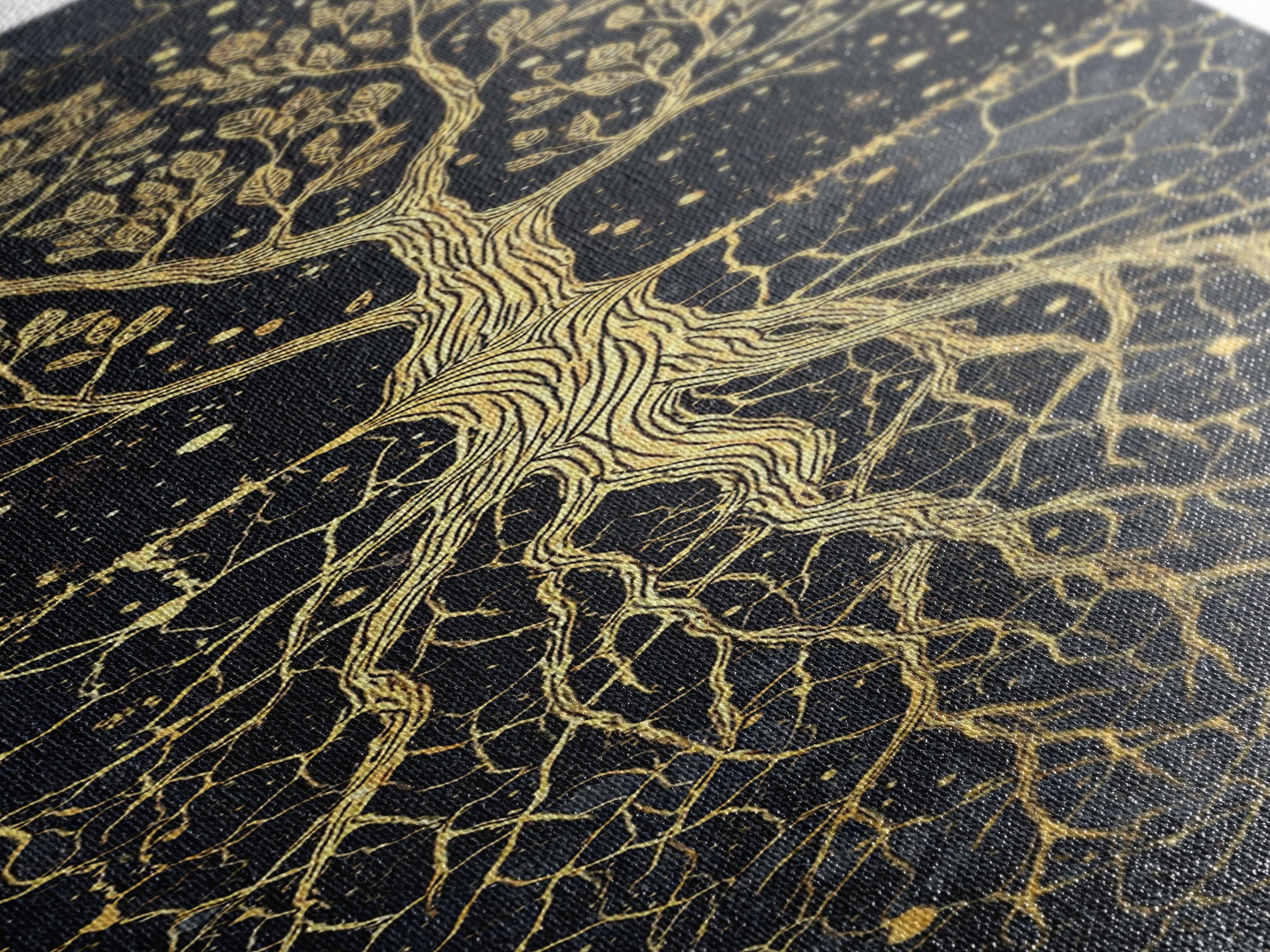Golden Rooted Tree Of Life Framed Canvas Print, African Abstract, Black And Gold Art, Spiritual Wall Decor, Statement Piece