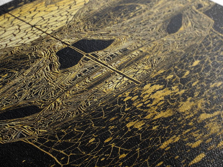 Golden Cracked Skull Portrait Wall Art, Black And Gold Art, Gothic Abstract Canvas Print, Dark Statement Home Decor Gift