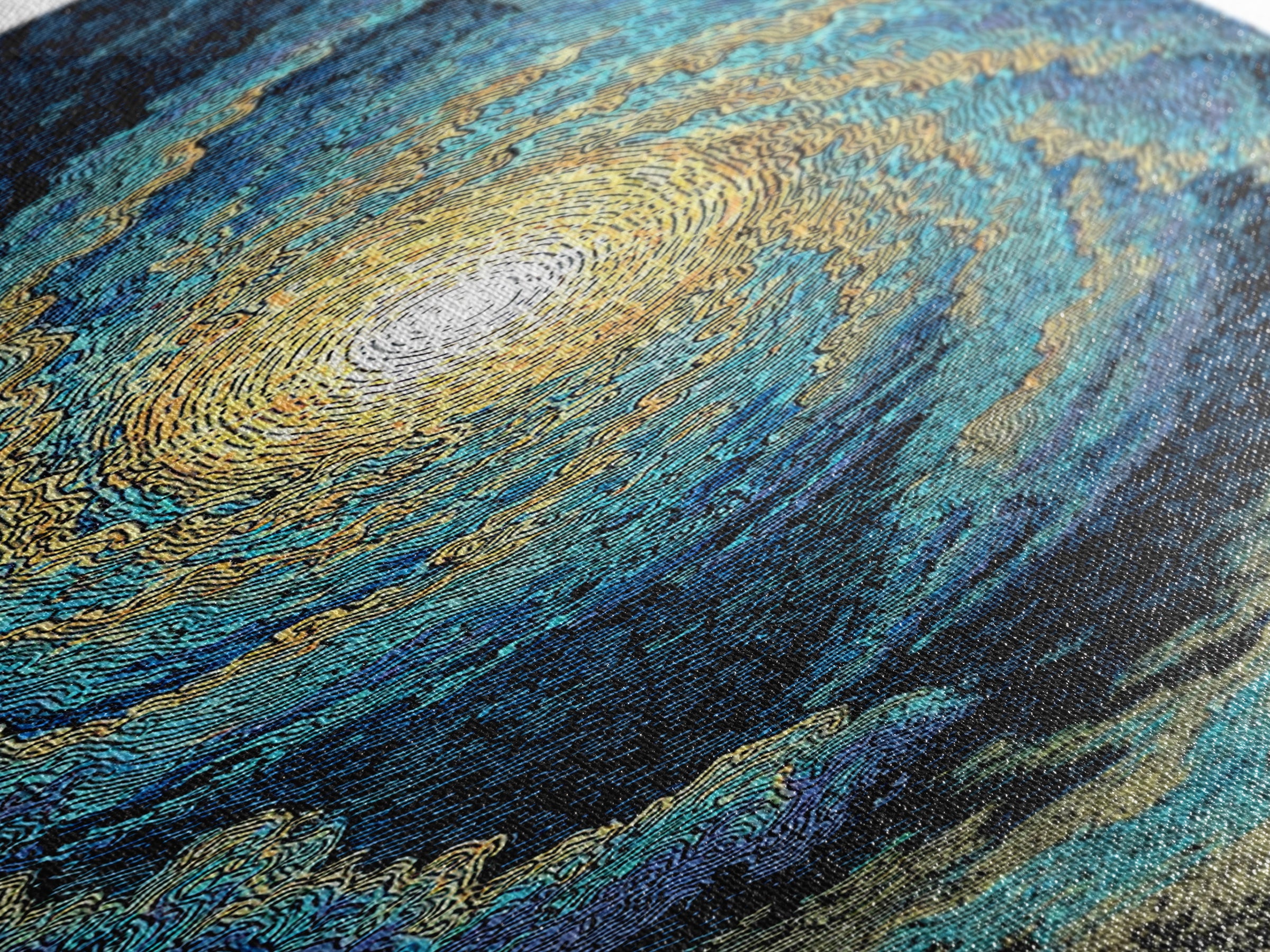 Blue Gold Spiral Galaxy Wall Art, Cosmic Abstract Canvas Print, Celestial Space Decor, Modern Astronomy Gift For Home Office Decor