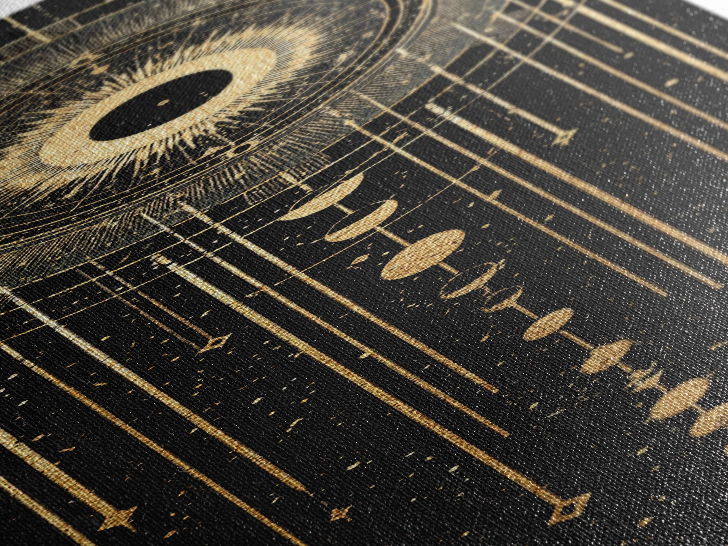 Golden Celestial Eye And Moon Phases Wall Art, African Inspired Spiritual Wall Decor, Mystical Black Gold Canvas Print Gift