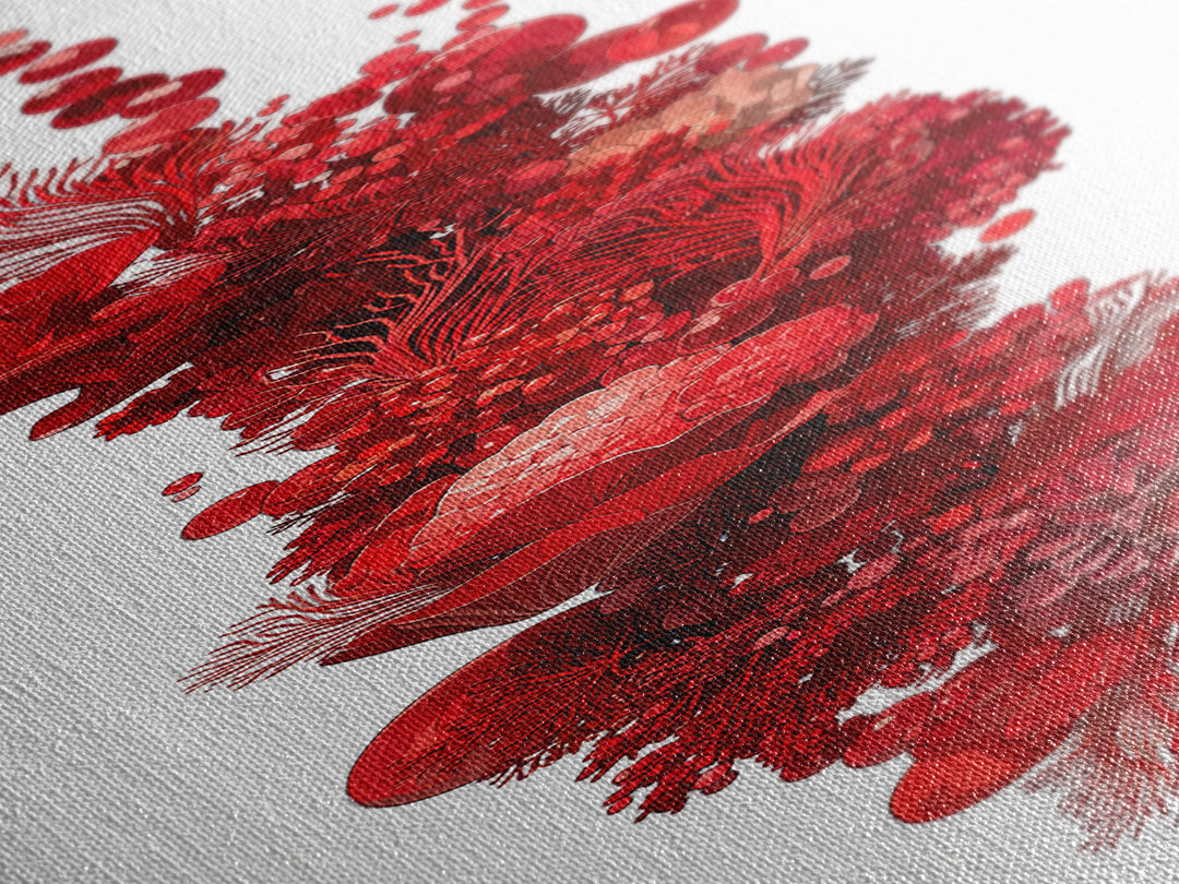 Red Coral Floral Abstract Sculpture Canvas Print, Modern African Art, Abstract Wall Art, Botanical Home Decor, Statement Gift