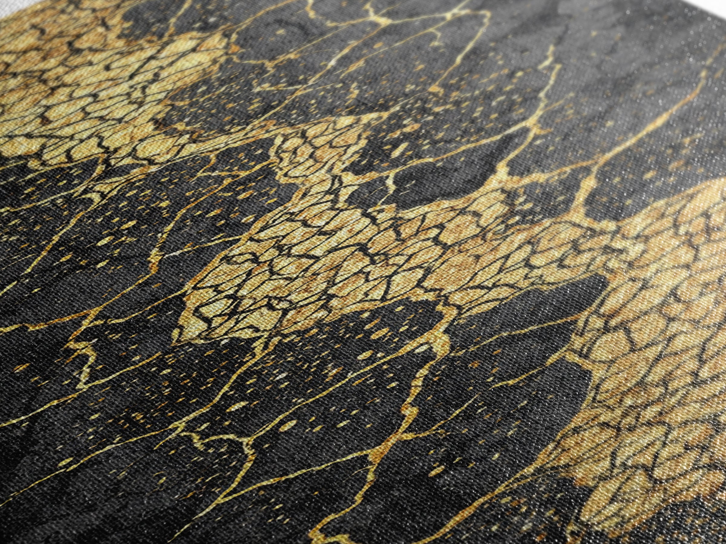 Black And Gold Kintsugi Crack Abstract Wall Art, Modern Canvas Art, Luxury Canvas Print, Textured Art Print, Bold Decor Gift