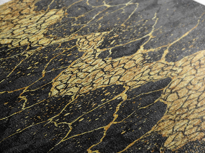 Black And Gold Kintsugi Crack Abstract Wall Art, Modern Canvas Art, Luxury Canvas Print, Textured Art Print, Bold Decor Gift