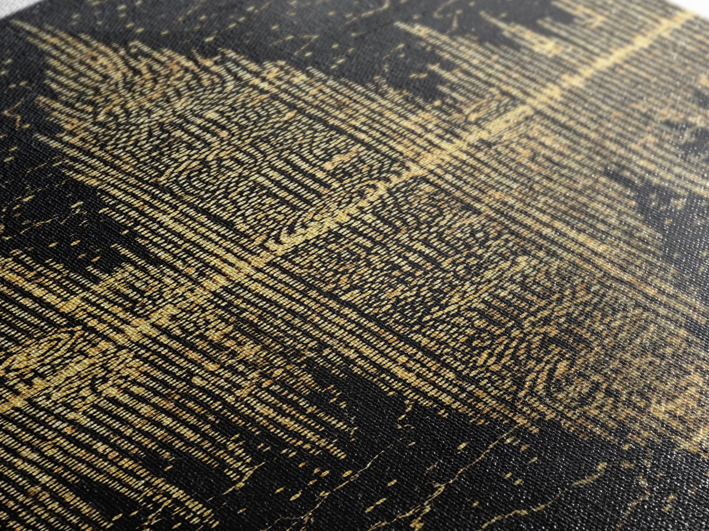 Golden Futuristic Totem Skyline Wall Art, African Abstract Black Gold Decor, Modern Canvas Art, Statement Living Room Print