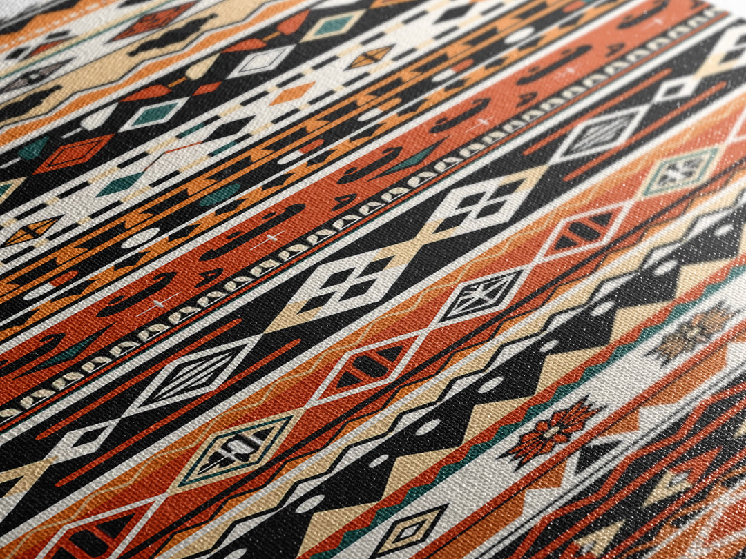 Orange Black And Teal African Patterns Wall Art, Tribal Textile Print, Ankara Inspired Decor, Boho Cultural Home Decoration