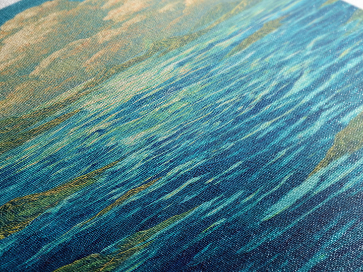 Turquoise Ocean With Golden Clouds Canvas Print, Blue Seascape Wall Art, Dreamy Nature Scene Art, Coastal Home Decor Gift
