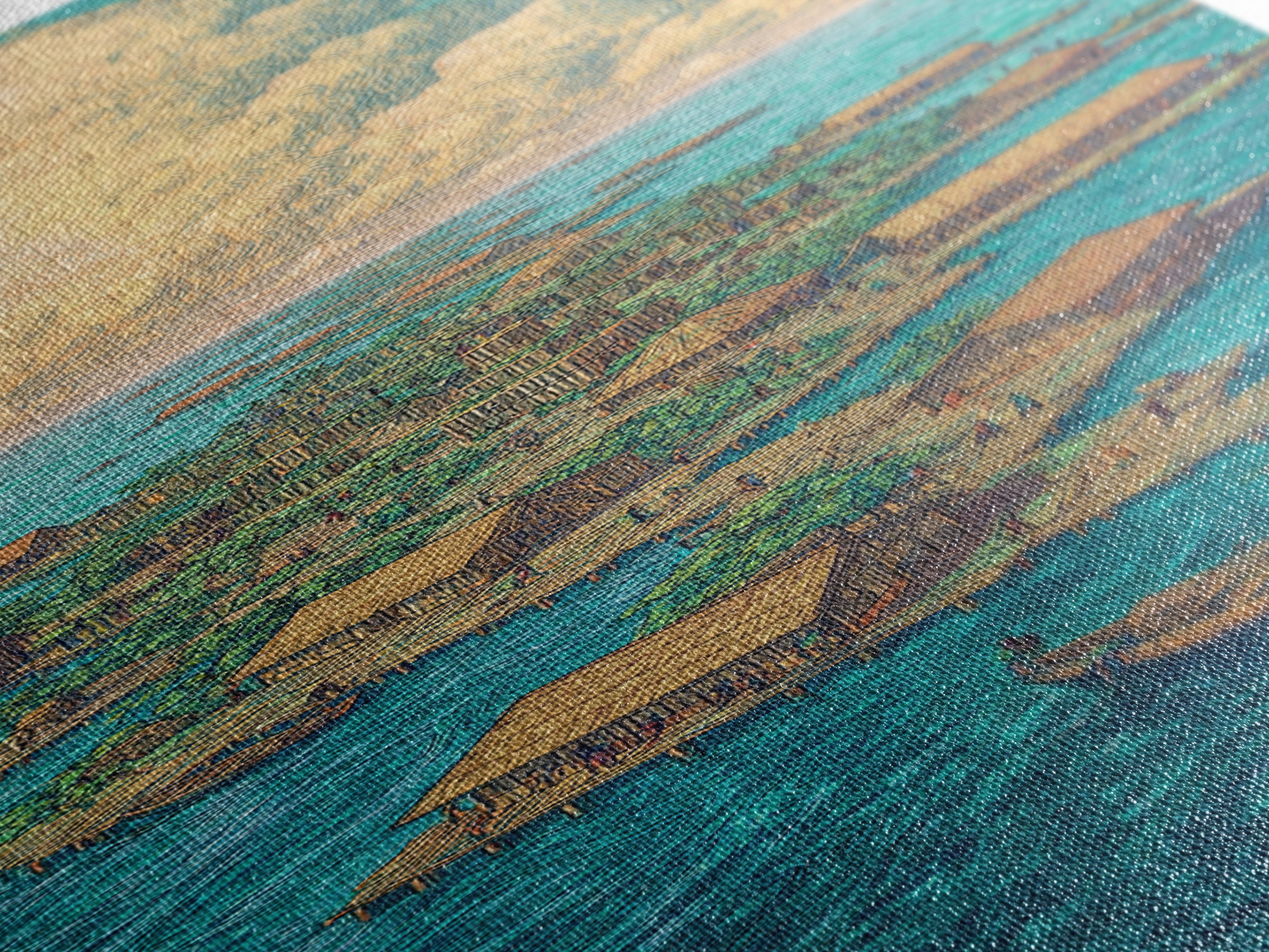 Floating African Water Village Wall Art, Turquoise Ocean Huts, Afrocentric Decor, African Landscape, Coastal Canvas Print