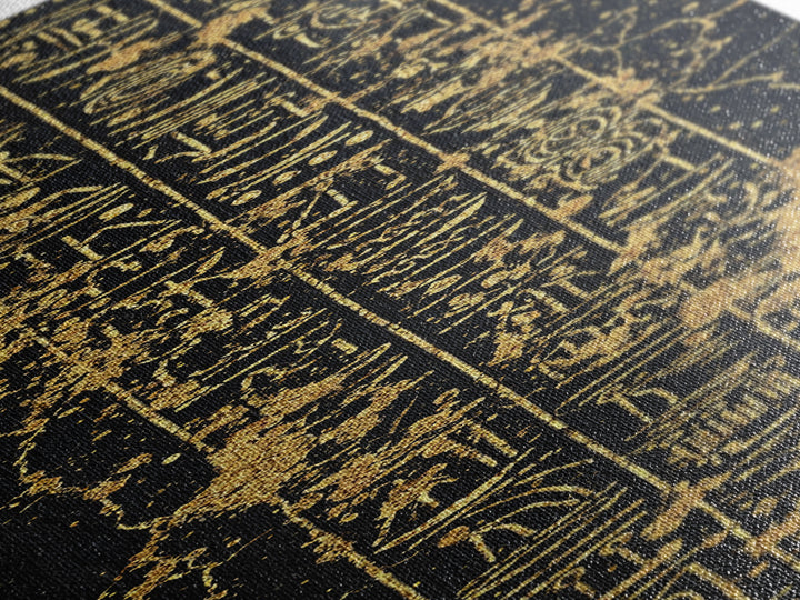 Gold Egyptian Hieroglyphs Wall Art, Black Marble Ancient Symbols, African Egyptian Art, Luxury Home Decor, Framed Canvas Print