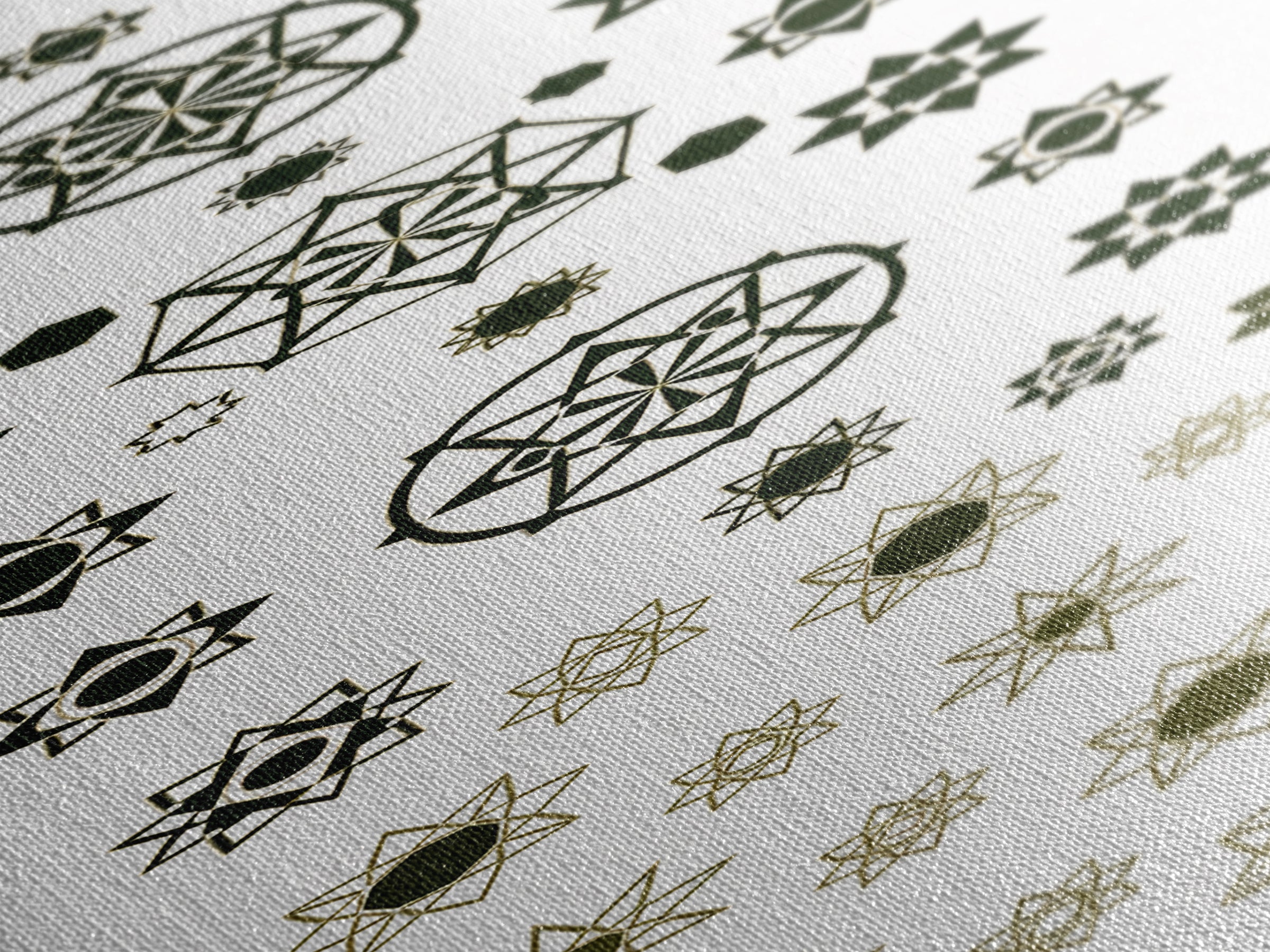 Sacred Geometry Star Pattern Canvas Print, Gold Green Mandala Wall Decor, Minimalist Art, Spiritual Wall Art, Boho Decor