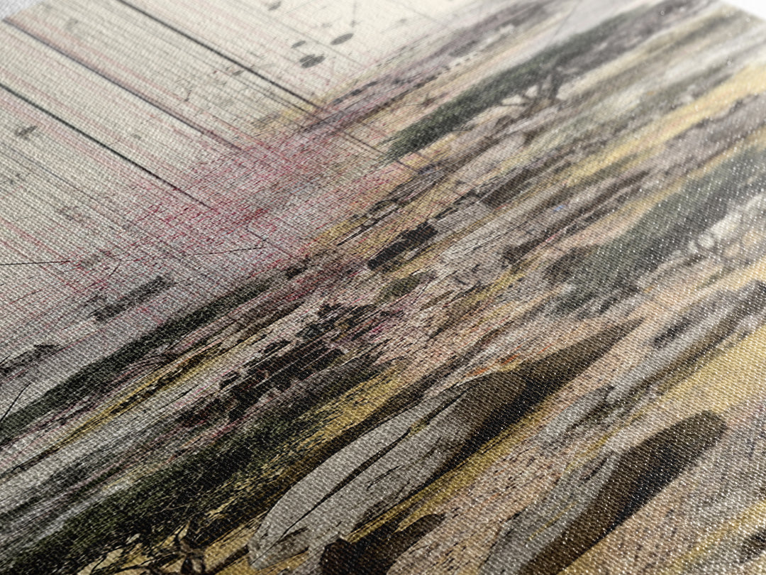 Minimal Acacia Savanna Abstract Landscape Wall Art, African Safari Print, Earth Tone Modern Canvas Decor, Unique Office Decor