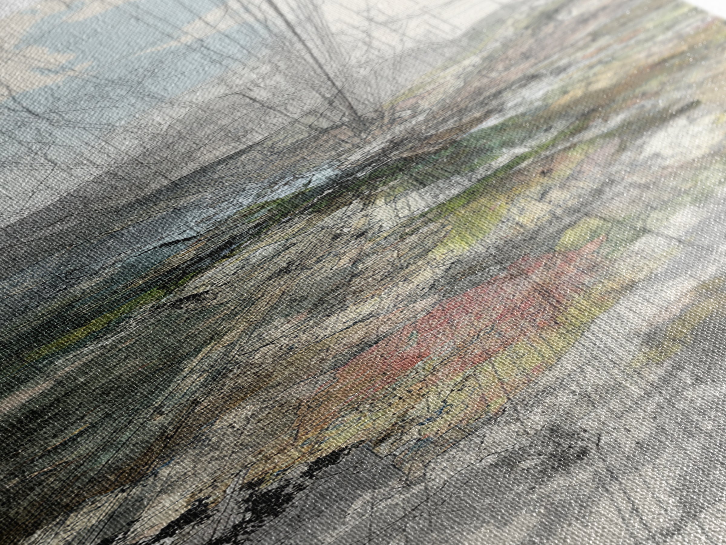 Misty African Valley Abstract Landscape Canvas Print, Acacia Tree Wall Decor, Neutral Earth Tone Art, Modern Office Decor