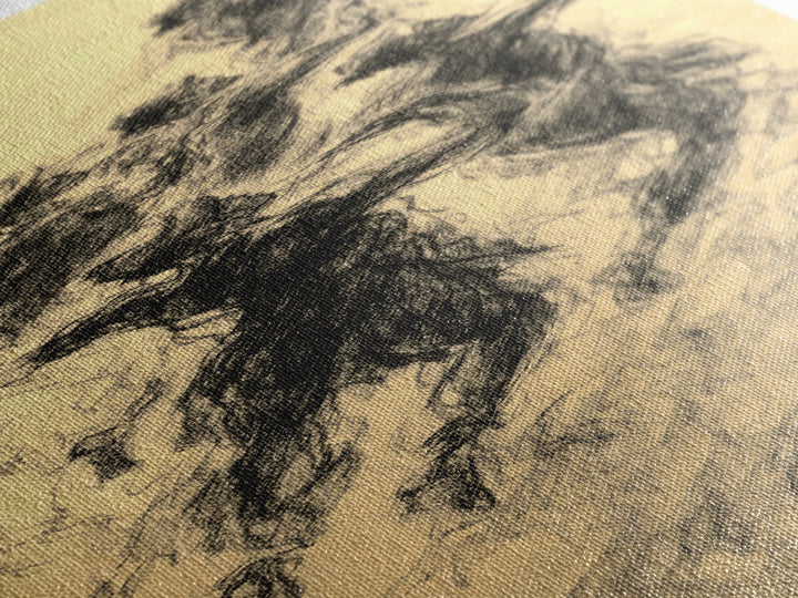 Dancing Spirit Figures Canvas Print, Expressive African Women Art, Charcoal Movement Sketch, Feminine Wall Decor Gift For Her