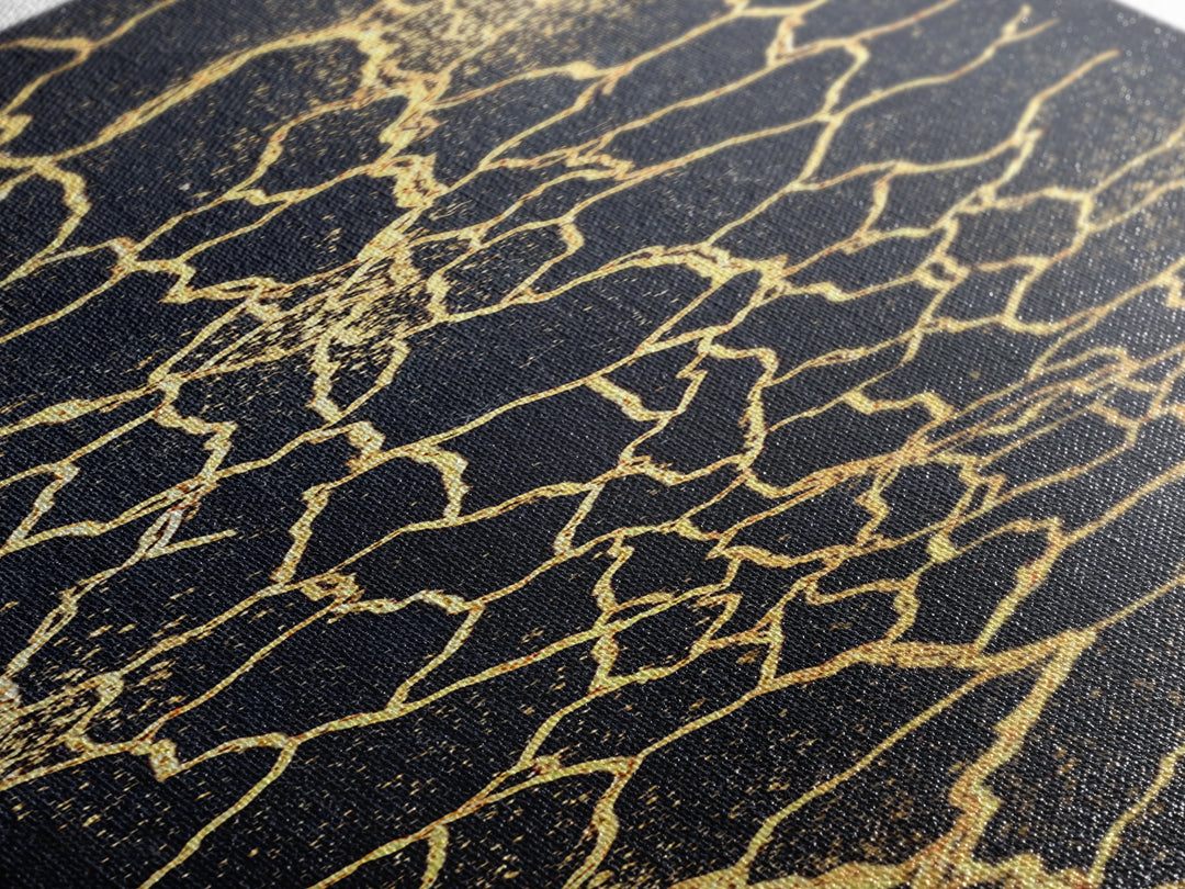 Black And Gold Crackle Abstract Wall Art, Luxury Canvas Art, Modern African Art Decor, Bold Geometric Statement Home Decor