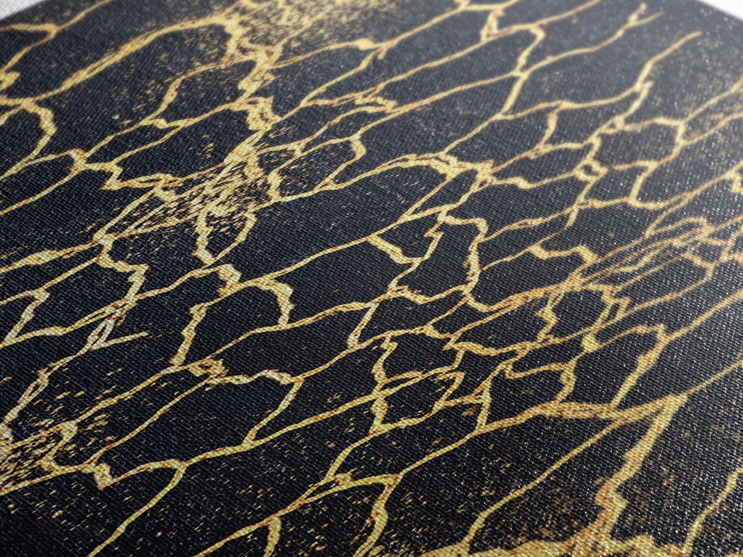 Black And Gold Crackle Abstract Wall Art, Luxury Canvas Art, Modern African Art Decor, Bold Geometric Statement Home Decor