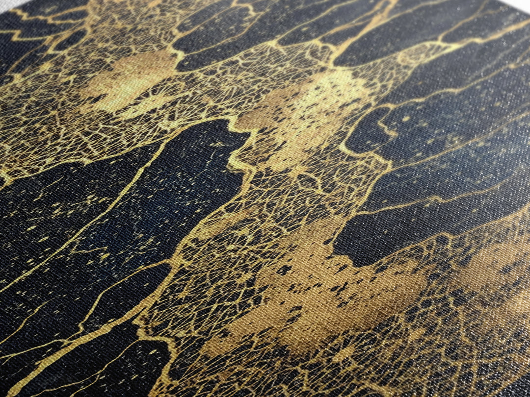 Black And Gold River Veins Wall Art, Abstract Geometric Texture, Luxury Canvas Decor, Modern Office Decor, Statement Gift