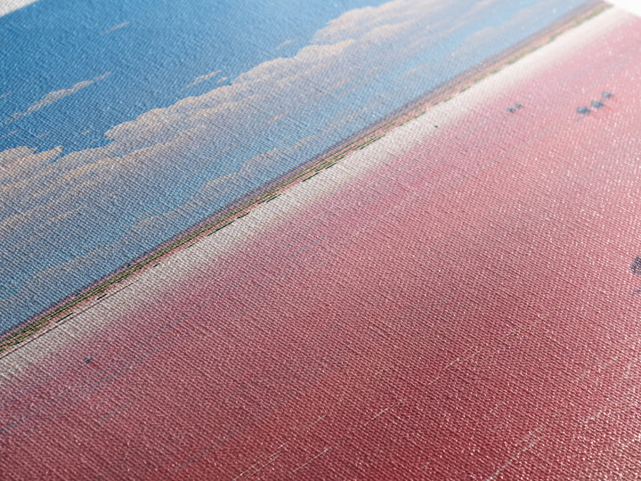 Vast Pink African Salt Flat Under Blue Sky Wall Art, Minimal Lake Landscape Print, Serene Travel Decor For Living Room Gift