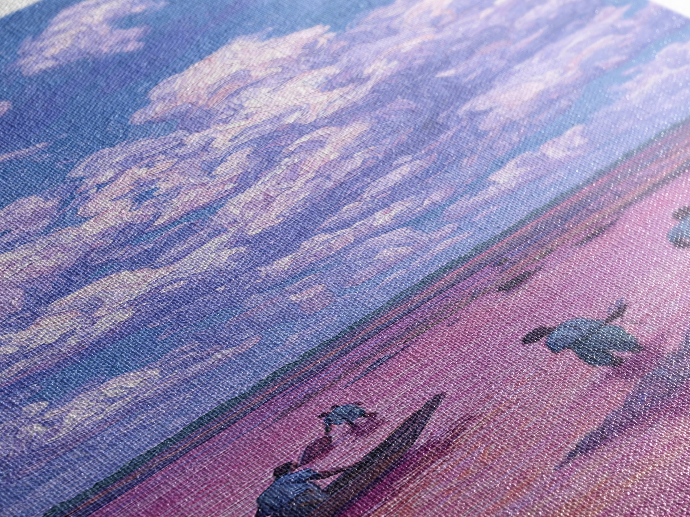Purple Storm Clouds Over Pink African Lake Canvas Print, Fishermen Boat Landscape, Dreamy Nature Scene Art For Home Decor