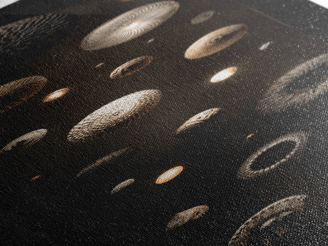 Celestial African Basket Sphere Wall Art, Black Gold Gallery Canvas Print, Textured Tribal Decor, Modern Luxury Art For Home