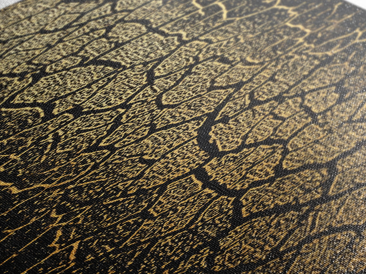 Gold On Black Abstract Map Wall Art, Tribal Maze Texture Canvas Print, African Inspired Geometric Statement Decor For Home