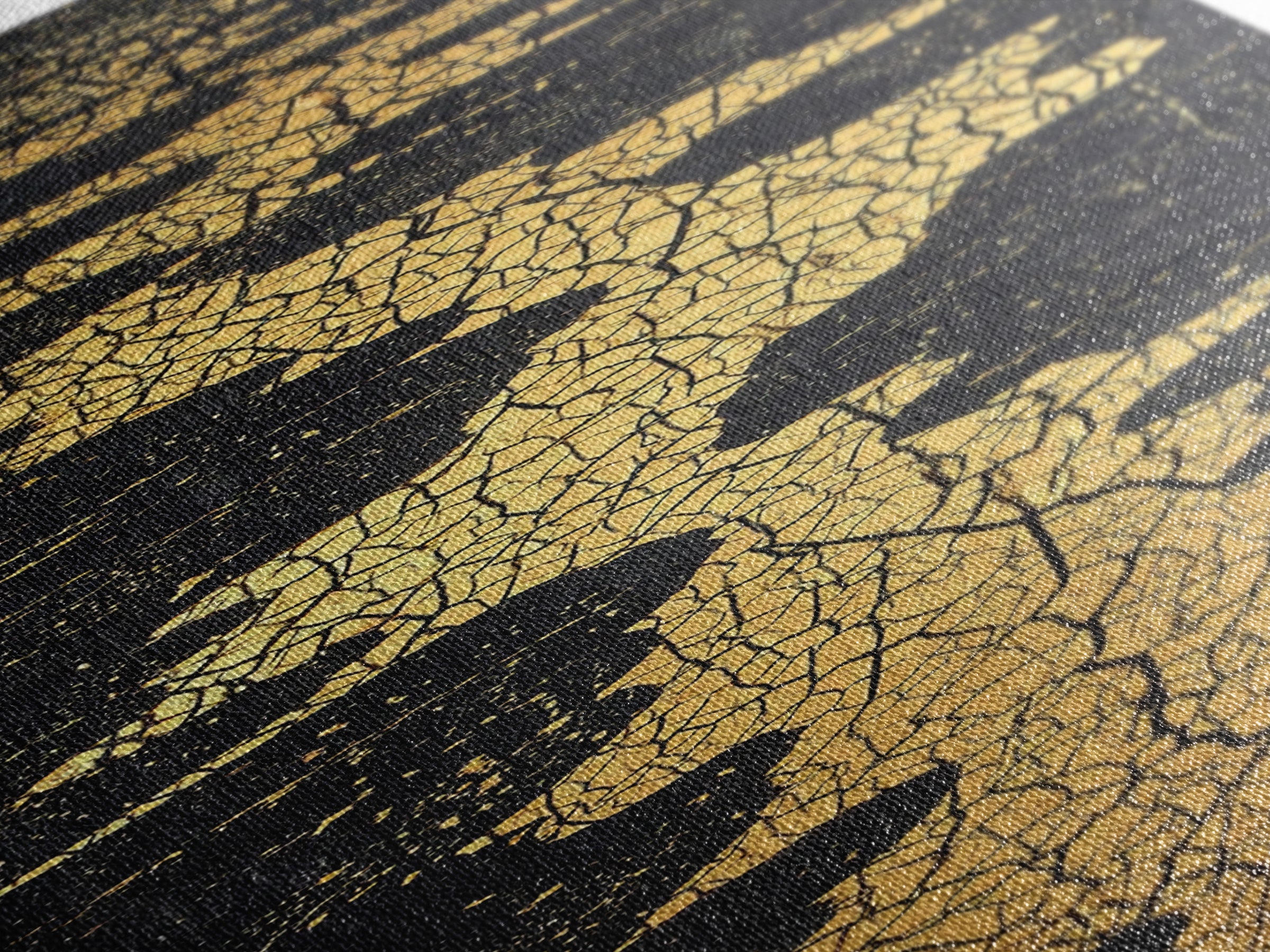 Gold Cracked River Abstract Wall Art, Black And Gold African Inspired Canvas Decor, Luxury Textured Statement Print For Elegant Home Decor