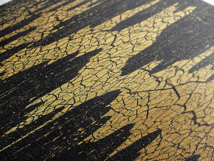 Gold Cracked River Abstract Wall Art, Black And Gold African Inspired Canvas Decor, Luxury Textured Statement Print For Elegant Home Decor