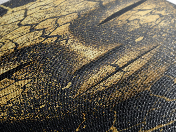 Cracked Gold African Mask Wall Art, Abstract African Portrait Canvas Print, Black And Gold Tribal Decor For Modern Home Gift
