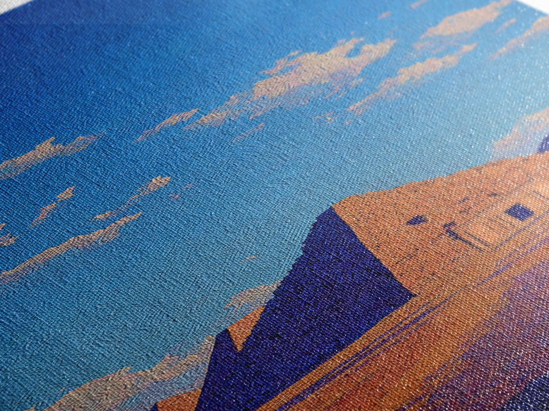 Egyptian Pyramids Blue Sky Wall Art, Ancient African Landscape Canvas Print, Desert Travel Poster Home Decor Gift For Her