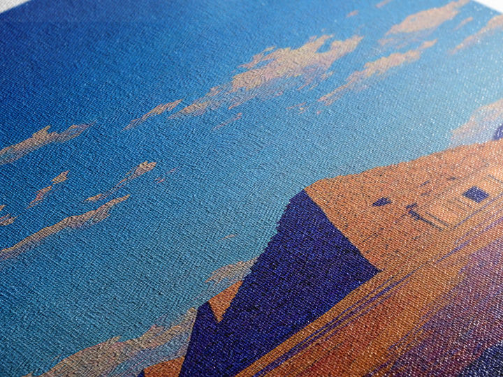 Egyptian Pyramids Blue Sky Wall Art, Ancient African Landscape Canvas Print, Desert Travel Poster Home Decor Gift For Her