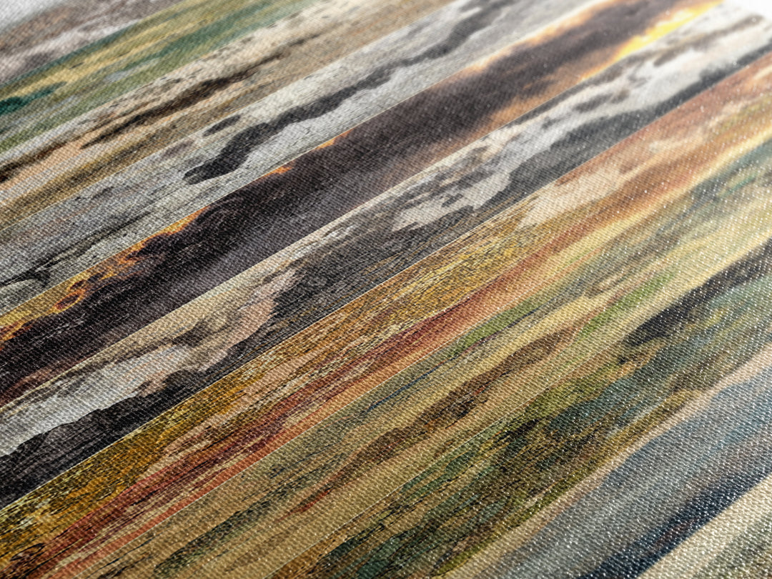 Layered Earth Tone Abstract Landscape Strips Wall Art, Modern Abstract Art, Beige Wall Art, Textured Art Print For Decor