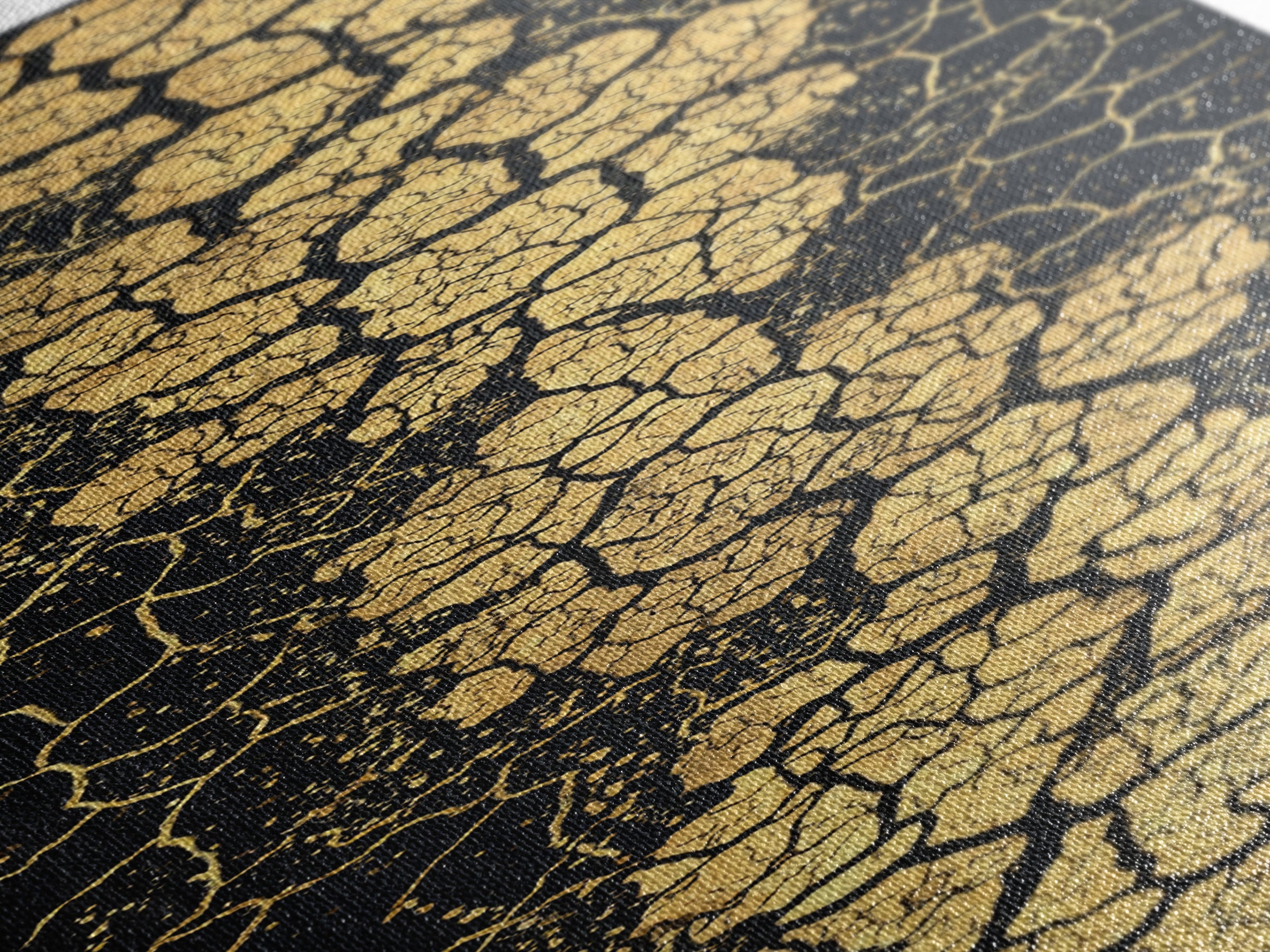 Gold Crackle River On Black Abstract Canvas Print, Luxury Art, Black And Gold Art, Statement Wall Art, Elegant Home Decor