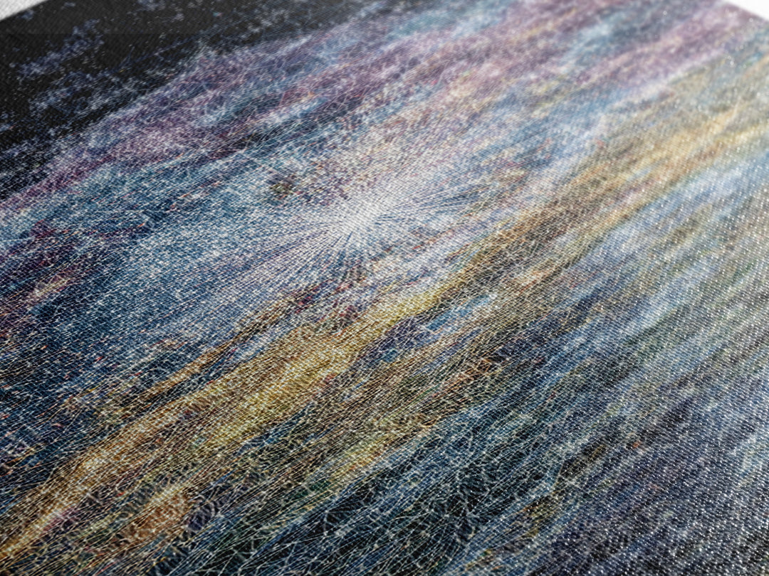 Sparkling Cosmic African Landscape Wall Art, Starry Abstract Canvas Print, Blue Gold Nature Scene, Dreamy Home Decor Gift