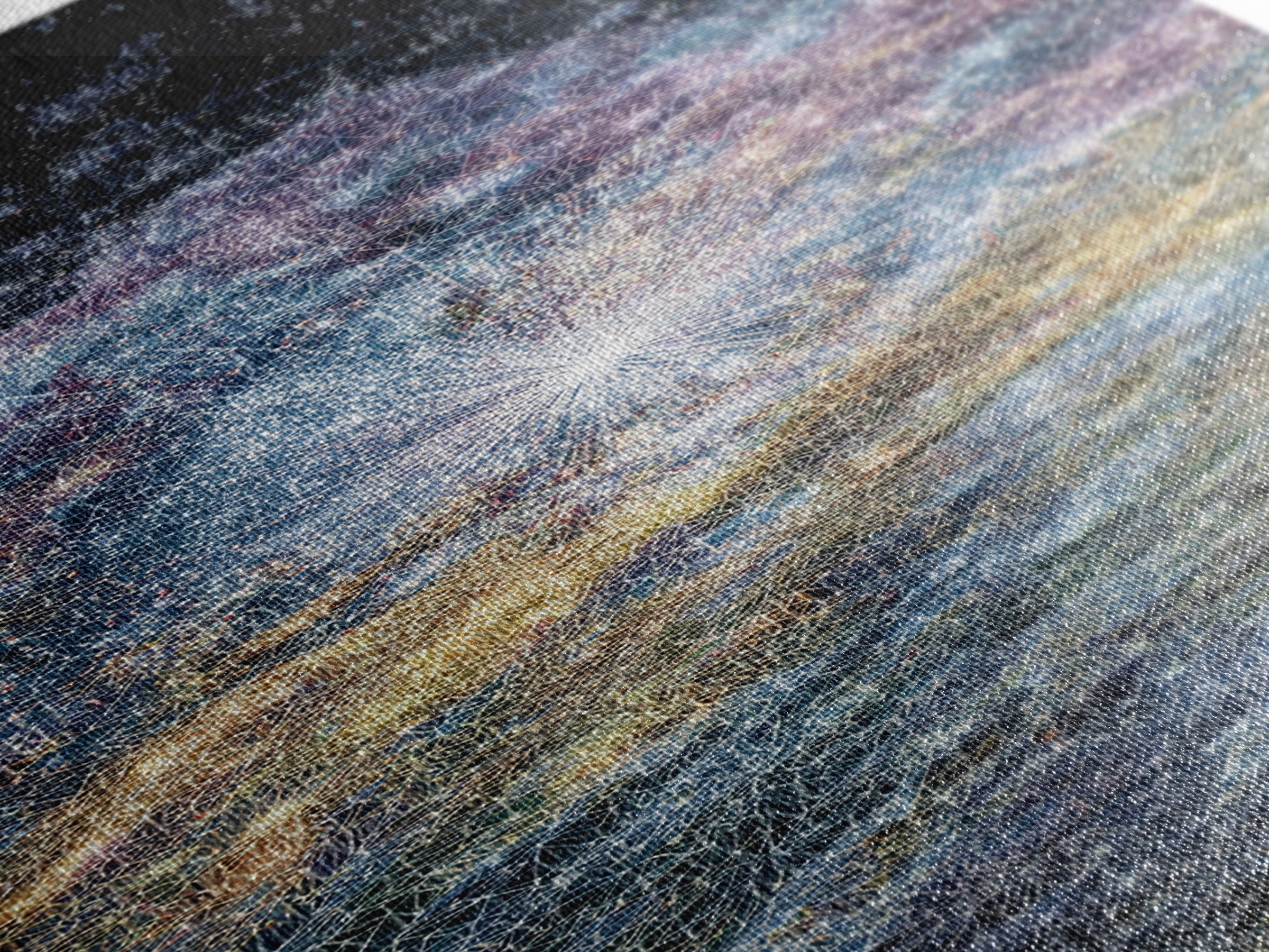 Sparkling Cosmic African Landscape Wall Art, Starry Abstract Canvas Print, Blue Gold Nature Scene, Dreamy Home Decor Gift