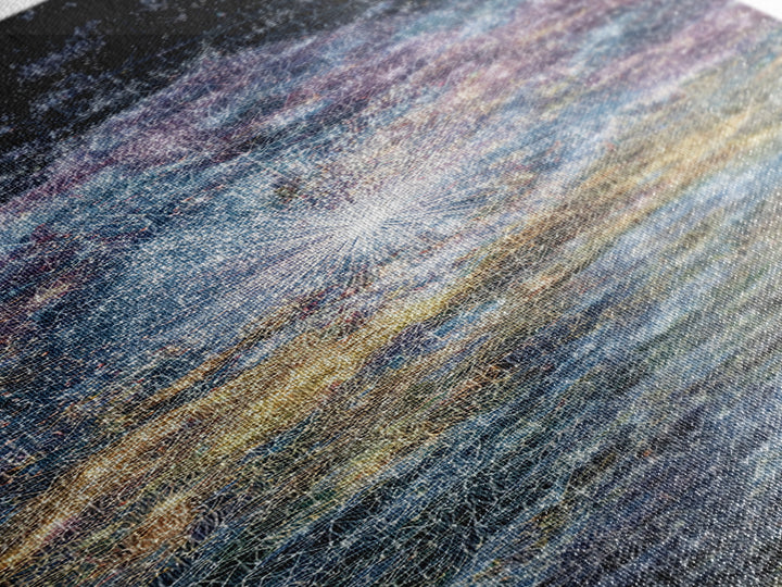 Sparkling Cosmic African Landscape Wall Art, Starry Abstract Canvas Print, Blue Gold Nature Scene, Dreamy Home Decor Gift
