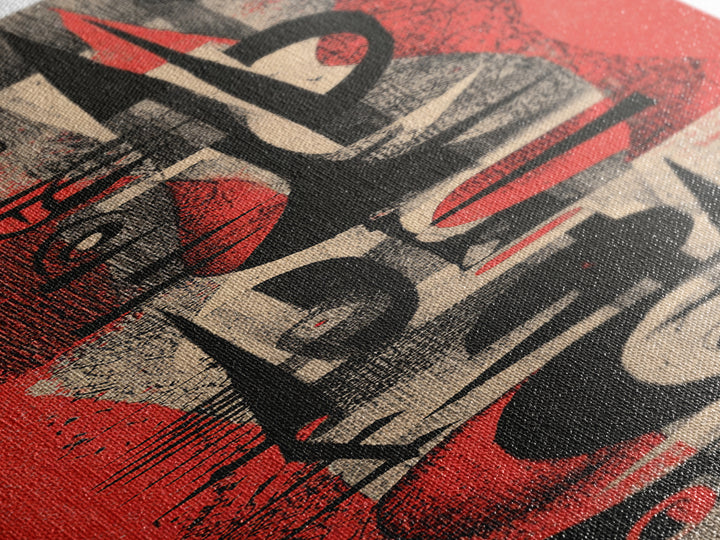 Red Black Abstract Tribal Symbols Wall Art, Modern African Canvas Print, Grunge Geometric Poster, Bold Afrocentric Decor