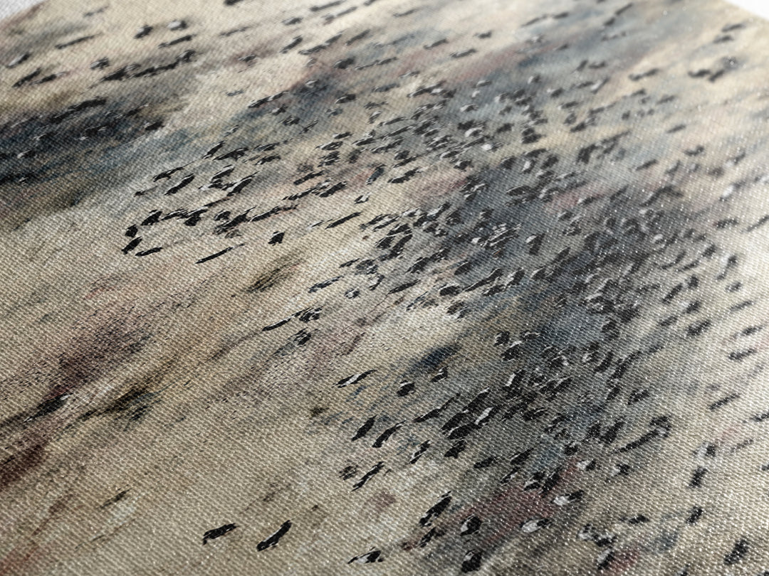 Aerial African Herd Migration In Soft Neutral Sands Wall Art, Abstract Safari Landscape, Earth Tone Modern Living Room Decor
