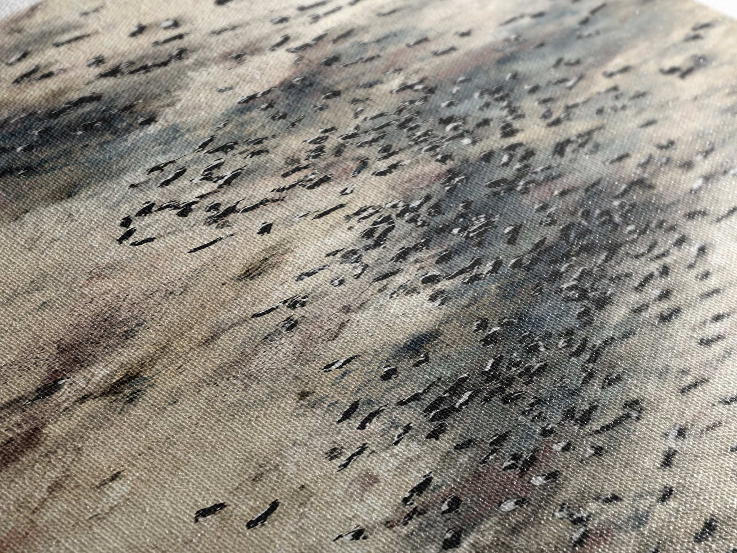 Aerial African Herd Migration In Soft Neutral Sands Wall Art, Abstract Safari Landscape, Earth Tone Modern Living Room Decor