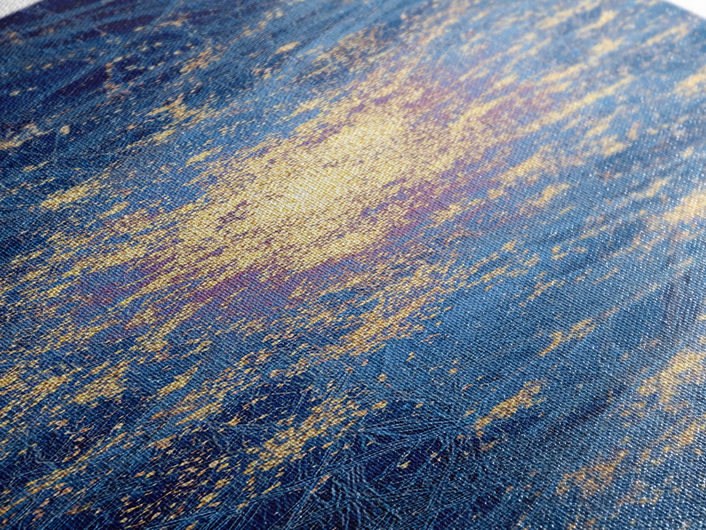 Blue Gold Abstract African Wall Art, Radiant Cosmic Canvas Print, Modern Textured Energy Decor, Luxury Home Decor Gift, Statement Piece