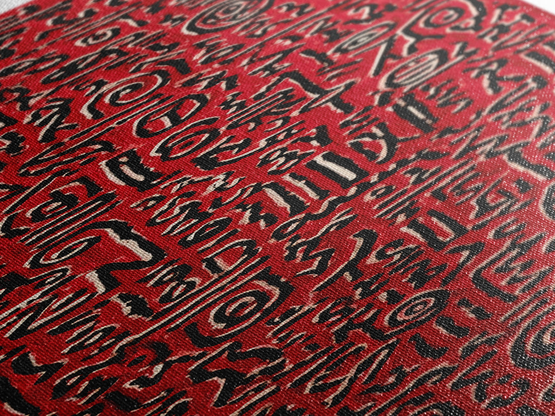 Red Primitive Symbol Pattern Wall Art, African Tribal Art Print, Bold Ethnic Decor, Abstract Cultural Canvas Print For Gallery Walls