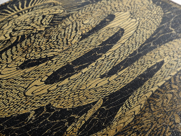 Golden Serpent Sun Mosaic On Black Canvas Print, Spiritual Wall Art, Mystical Snake Decor, Bold Statement Gift For Home Decor